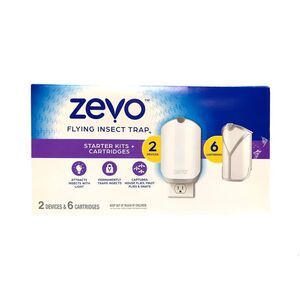 Zevo Electronic Flying Insect Trap, Stater Kit - 2 Devices and 6 Cartridges